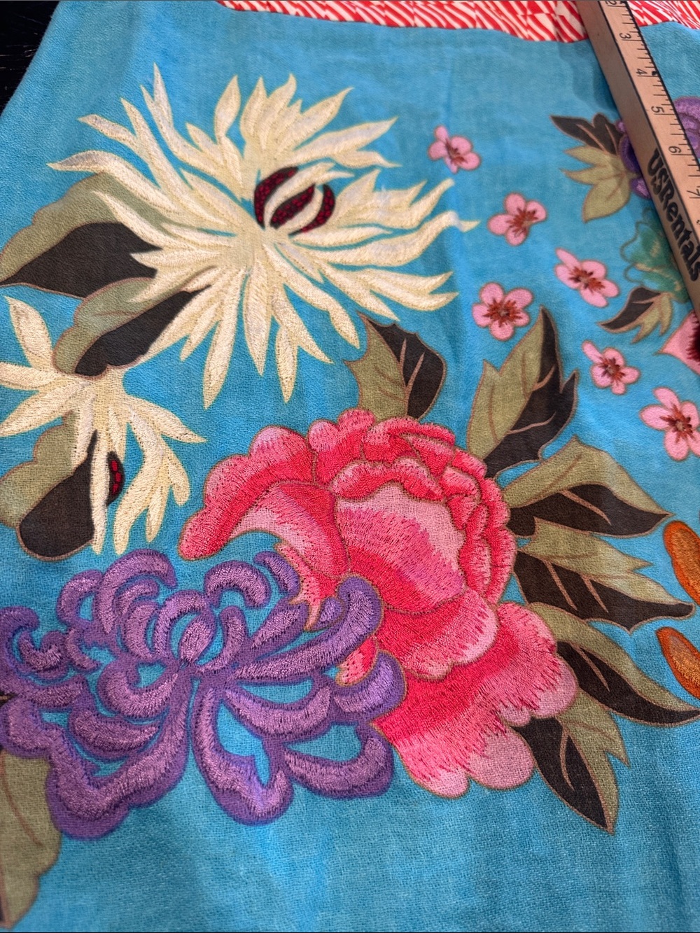 Etcetera Skirt Size 8 Linen Blend Floral Embroidered A line Colorful - Picture 6 of 10